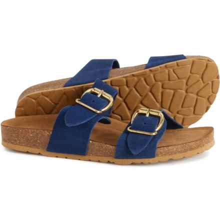 BIO-GOLD Made In Italy Pointed Double Buckle Sandals -Suede (For Women) in Navy