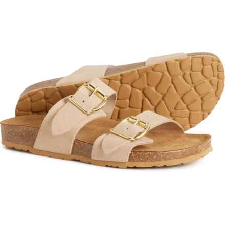 BIO-GOLD Made In Italy Pointed Double Buckle Sandals -Suede (For Women) in Taupe