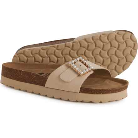BIO GREEN Made in Spain Big Pearl Buckle Sandals - Leather (For Women) in Ivory