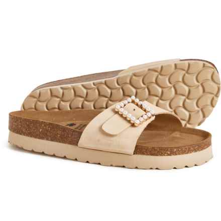 BIO GREEN Made in Spain Big Pearl Buckle Sandals - Leather (For Women) in Taupe