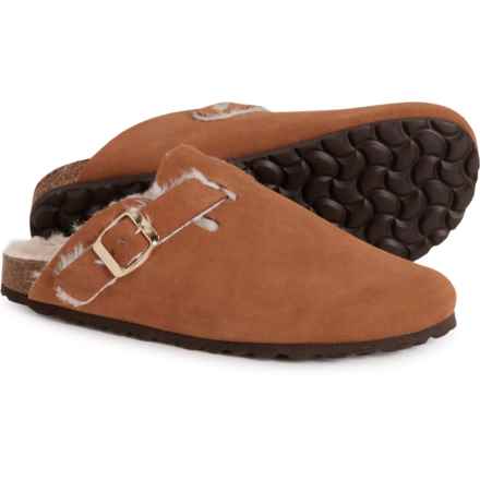 BIO GREEN Made in Spain Cozy Lined Clogs - Suede (For Women) in Cognac