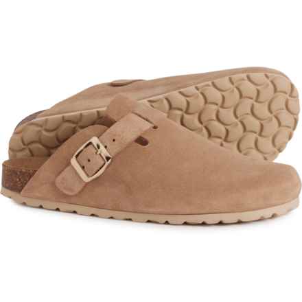 BIO GREEN Made in Spain Single Buckle Clogs - Suede (For Women) in Taupe