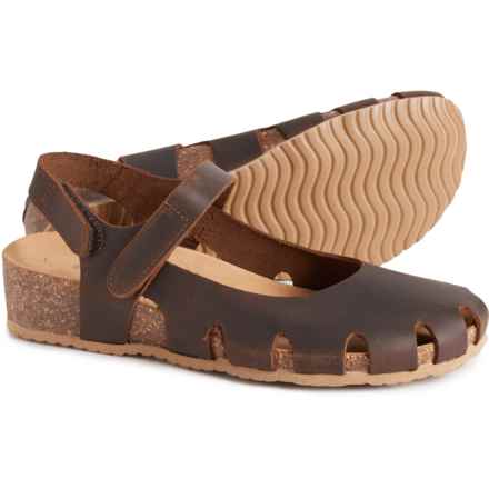 Bio Natura Made in Italy Closed-Toe Mary Jane Sandals - Leather (For Women) in Horse Brown