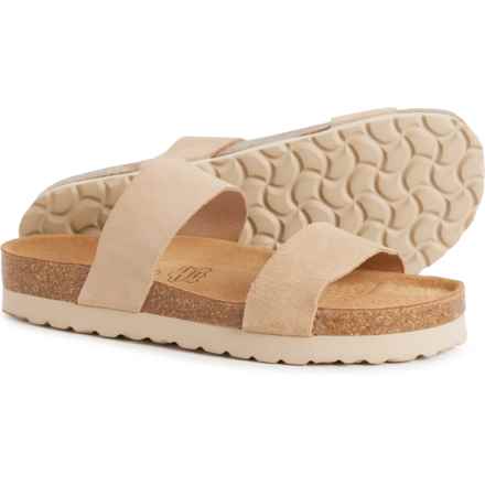 BIO STEP Made in Spain Double-Band Flatform Slide Sandals - Leather (For Women) in Light Taupe