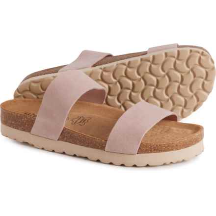 BioStep Made in Spain Double-Band Slide Sandals - Leather (For Women) in Blush / Taupe
