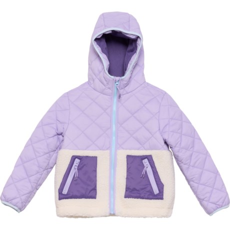 Birch & Stone Big Girls Color-Block Mixed Media Quilted Coat