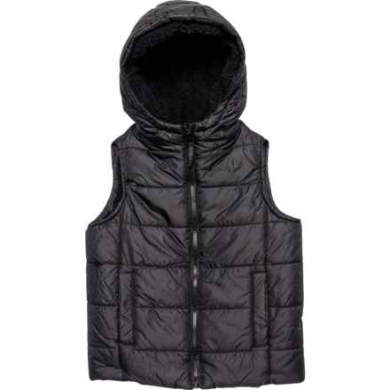 Birch & Stone Big Girls Lined Hooded Vest - Insulated in Black