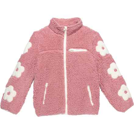 Birch & Stone Big Girls Shaggy Daisy Flowers Zip-Up Jacket in Blush