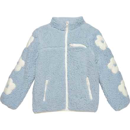 Birch & Stone Big Girls Shaggy Daisy Flowers Zip-Up Jacket in Cool Blue