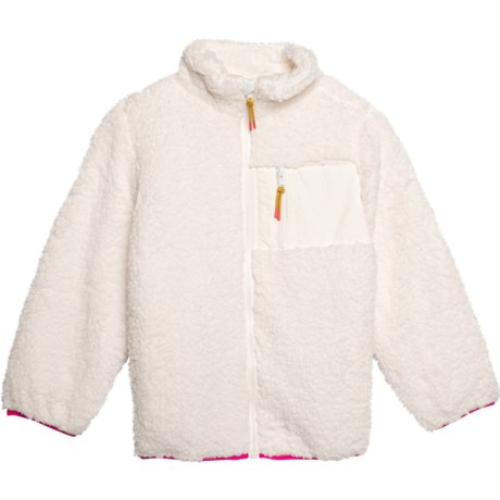 Birch & Stone Big Girls Sherpa Fleece Full-Zip Pocket Jacket in Ivory