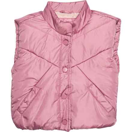 Birch & Stone Little and Big Girls Sherpa Lined Vest - Insulated, Snap Front in Polignac Pink Mauve