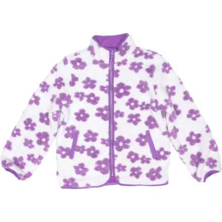 Birch & Stone Little Girls Borg Zip-Through Jacket in Purple