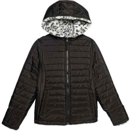 Birch & Stone Little Girls Cozy Reversible Hooded Jacket - Insulated in Black