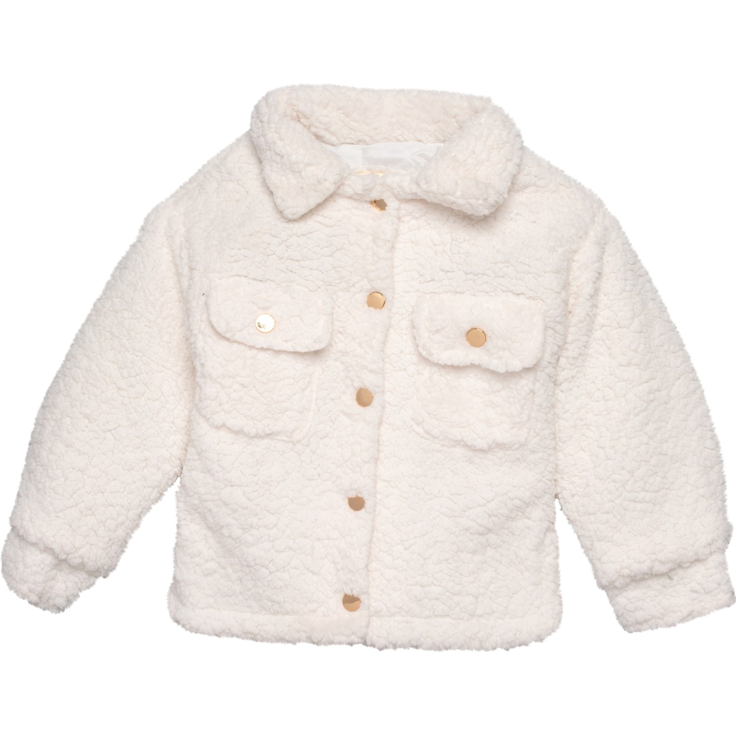 Padded Denim Jacket with Hood, Sherpa Lining, for Girls - stone, Girls