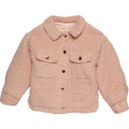 Birch & Stone Little Girls Sherpa Shacket - Snap Front in Blush