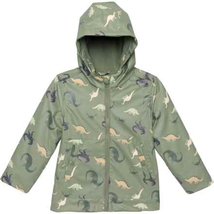Birch & Stone Toddler Boys Dino Rain Jacket - Insulated in Green Dino