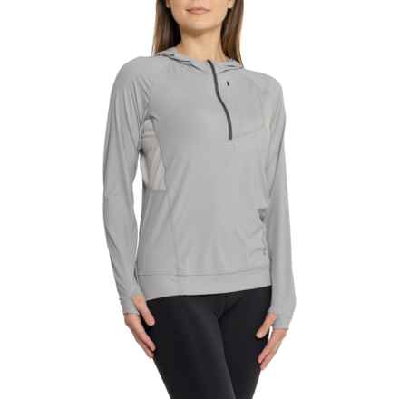 BLACK DIAMOND Alpenglow Pro Hooded Shirt - UPF 50+, Zip Neck, Long Sleeve in Pewter