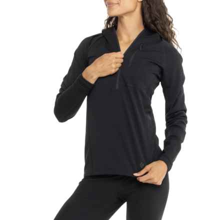 BLACK DIAMOND Coefficient Polartec® Power Grid® Fleece Hoodie - Zip Neck in Black