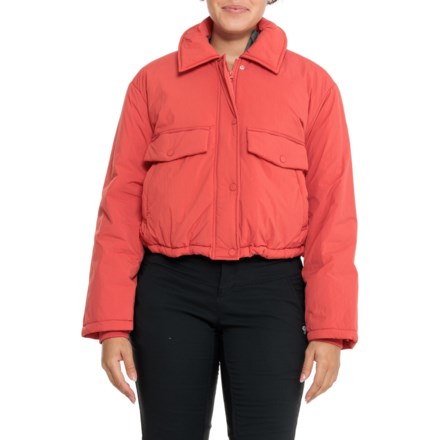 Blank NYC Nylon Snap-Front Jacket - Insulated in Orange