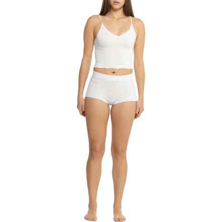 BLISS Lettuce Edge Seamless Crop Camisole and Panties Set - Boy Shorts in Bleached Heather Grey