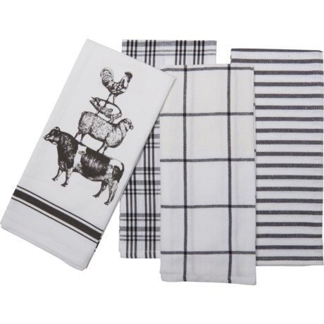 Black and White Buffalo Check Tea Towel and Dish Cloth Set