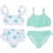 BLOSSOM BLVD Big Girls Ditsy Texture and Shine Mix-and-Match Bikini Set - UPF 50+ in Aqua