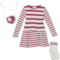 BLOSSOM BLVD Little Girls Stripe Dress Set - 3-Piece, Long Sleeve in Rhododendron