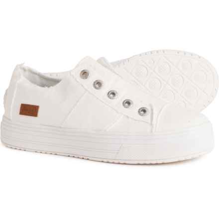 Blowfish Super Match Laceless Platform Sneakers (For Women) in White Color Washed Canvas