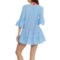 4NMHD_2 Blue Island 100% Cotton Dobby Cover-Up Dress - 3/4 Sleeve
