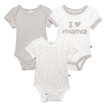 BLUEBERRY ORGANICS Infant Boys Cotton Baby Bodysuit Set - 3-Pack, Short Sleeve in Grey