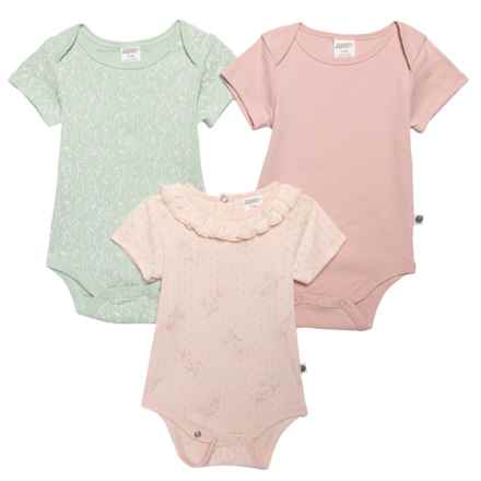 BLUEBERRY ORGANICS Infant Girls Baby Bodysuits - 3-Pack, Short Sleeve in Pink