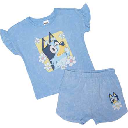Bluey Toddler Girls Floral T-Shirt and Shorts Set - Short Sleeve in Multi