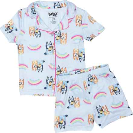 Bluey Toddler Girls Rainbow Pajamas - Short Sleeve in Multi