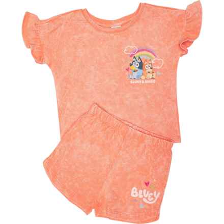 Bluey Toddler Girls Rainbow T-Shirt and Shorts Set - Short Sleeve in Multi