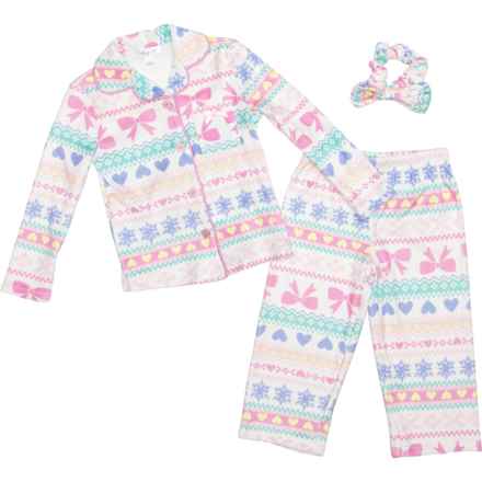 BMAGICAL Toddler Girls Velour Holiday Pajamas with Scrunchie in Snow White