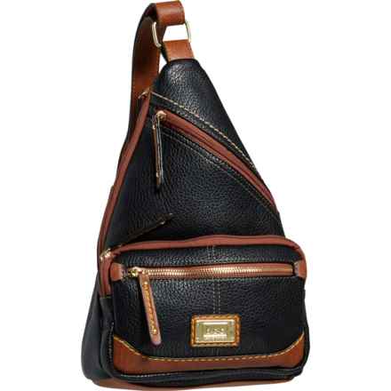 b.o.c. Crieghton PVC Sling Bag in Black/Saddle