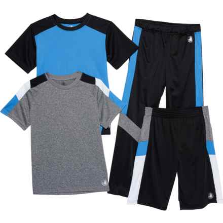 Body Glove Big Boys T-Shirts, Shorts and Pants Set - 4-Piece, Short Sleeve in Royal Blue/Med Grey/Black