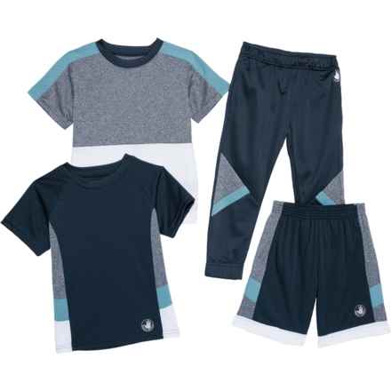 Body Glove Little Boys Shirts, Shorts and Pants Set - 4-Piece, Short Sleeve in Navy Heather/Navy/White/Lt Blue