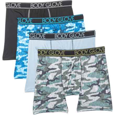 Body Glove Printed Sport-Performance Boxer Briefs - 4-Pack in Black/Grey/Blue Camo/Green Camo