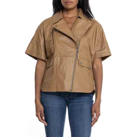 Bogner Amila-L Jacket - Leather, Short Sleeve in Dark Ginger