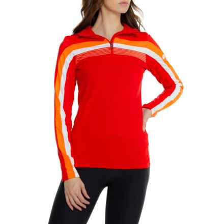 Bogner Aurelia Technical Midlayer Hooded Shirt - Zip Neck, Long Sleeve in Fast Red