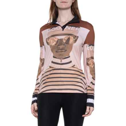 Bogner Beline1 Technical Base Layer Top - Zip Neck, Long Sleeve in Chestnut