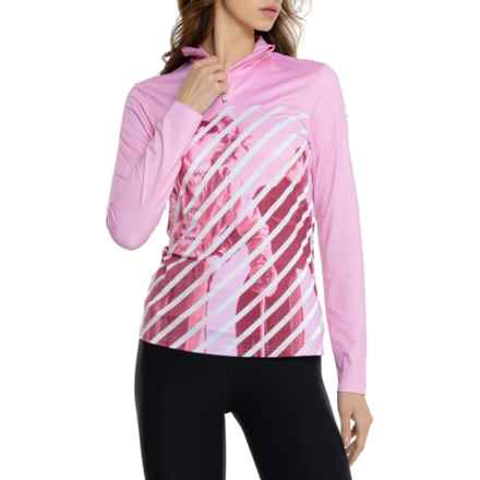 Bogner Beline1 Technical Base Layer Top - Zip Neck, Long Sleeve in Pink Print