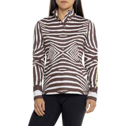 Bogner Beline1 Technical Base Layer Top - Zip Neck, Long Sleeve in Zebra Print