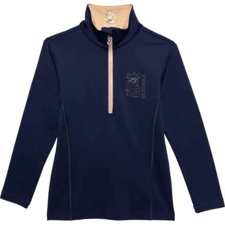 Bogner Big Girls Ida Technical Shirt - Zip Neck, Long Sleeve in Midnight Blue