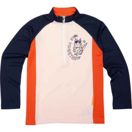 Bogner Big Girls Ike Shirt - Zip Neck, Long Sleeve in Powder Rose