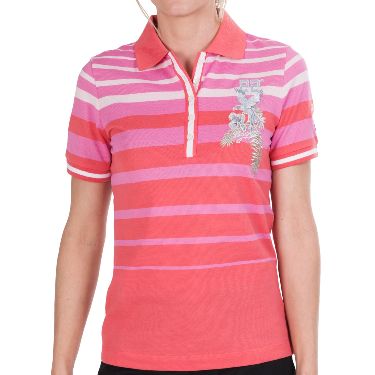 Bogner Coco Ombre Stripe Golf Polo Shirt - Cotton, Short Sleeve (For ...