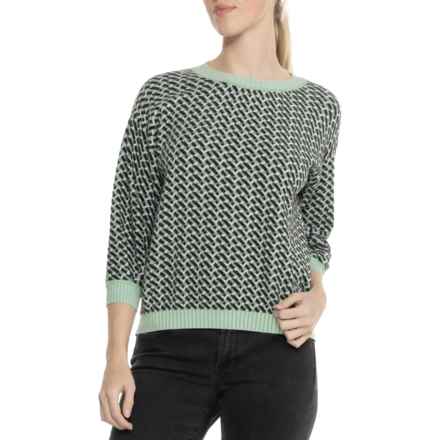 Bogner Erin Sweater - 3/4 Sleeve in Green/Black