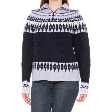 Bogner Fire + Ice Dargy Zip Neck Sweater in Deepest Navy