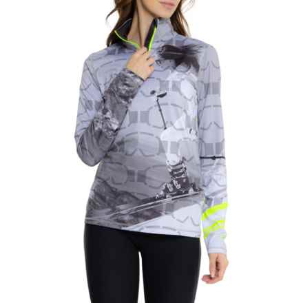 Bogner Fire + Ice Ilvy3 Technical Base Layer Top - Zip Neck, Long Sleeve in Skier Goggles Print